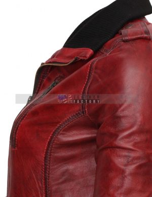 Designer Waxed Women Motorbike Leather Jacket Free Shipping worldwide