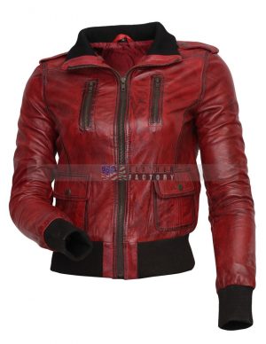 Designer Waxed Women Motorbike Leather Jacket Sale Free Shipping