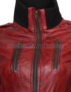 Designer Waxed Women Motorbike Leather Jacket Sale Now Buy it Now