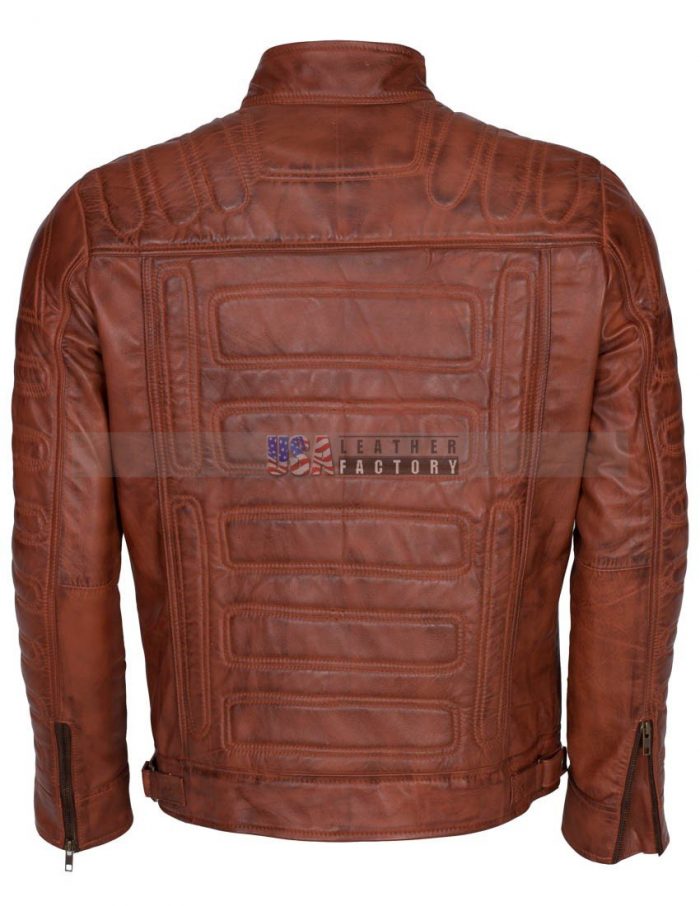 Men Padded Vintage Biker Leather Jacket