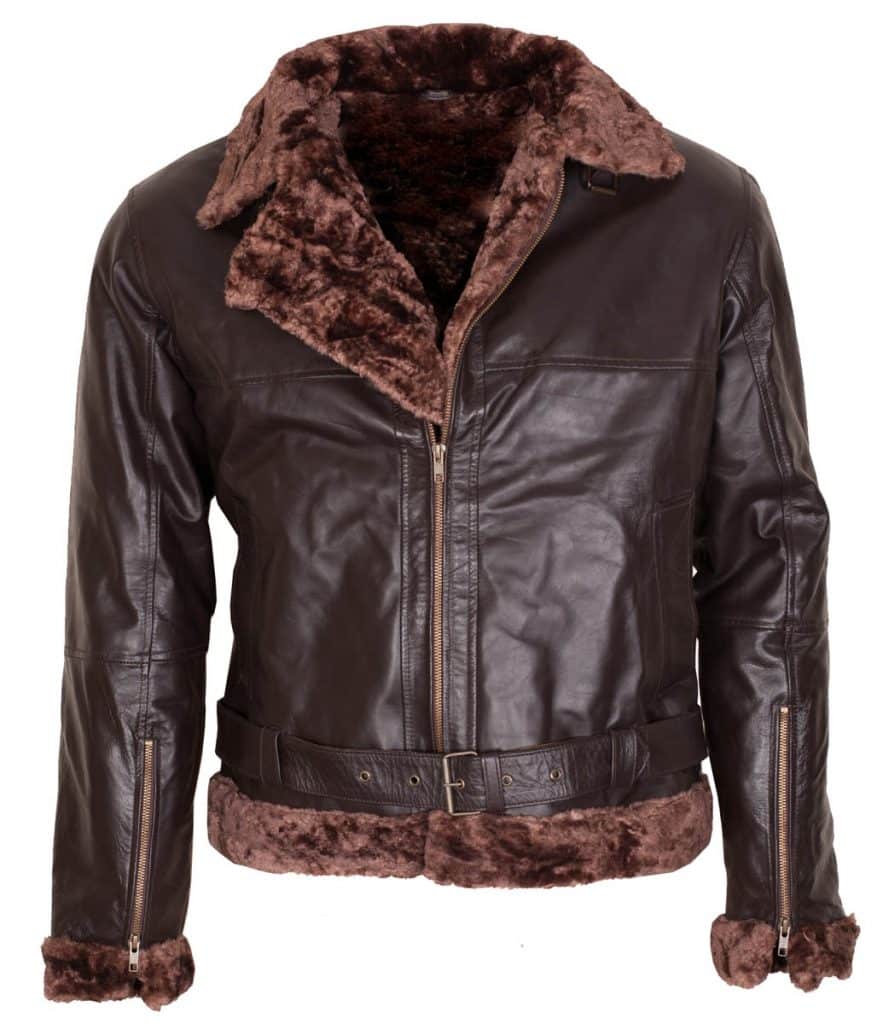 B3 Bomber Aviator Brown Fur Leather Jacket for Men | USA Leather Factory