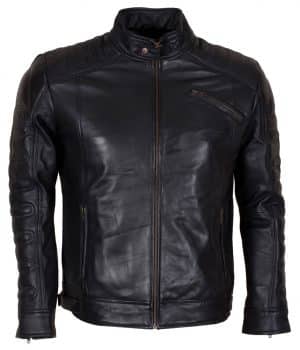 Designer Men's Padded Black Motorcycle Leather Jacket