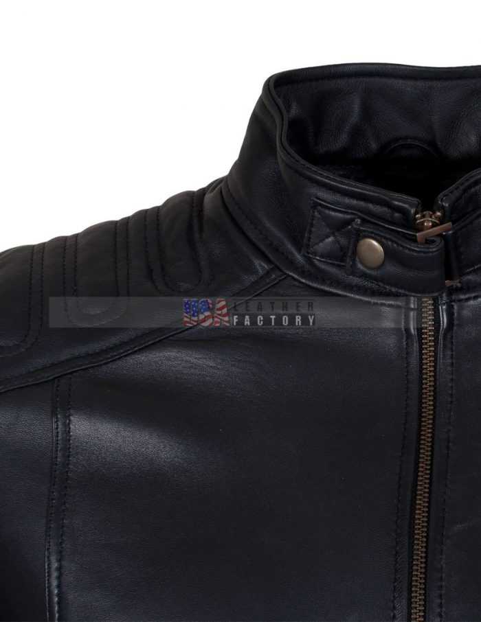 Padded Motorcycle Leather Jacket