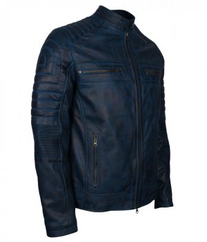 blue cafe racer jacket