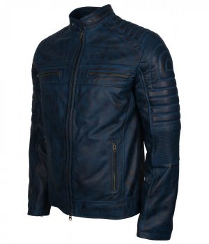 blue cafe racer jacket