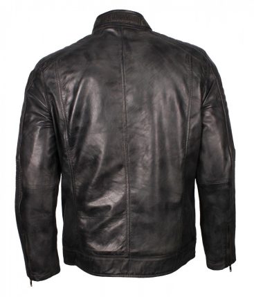 Grey Cafe Racer Leather Jacket | Cafe Racer Vintage Grey Leather Jacket