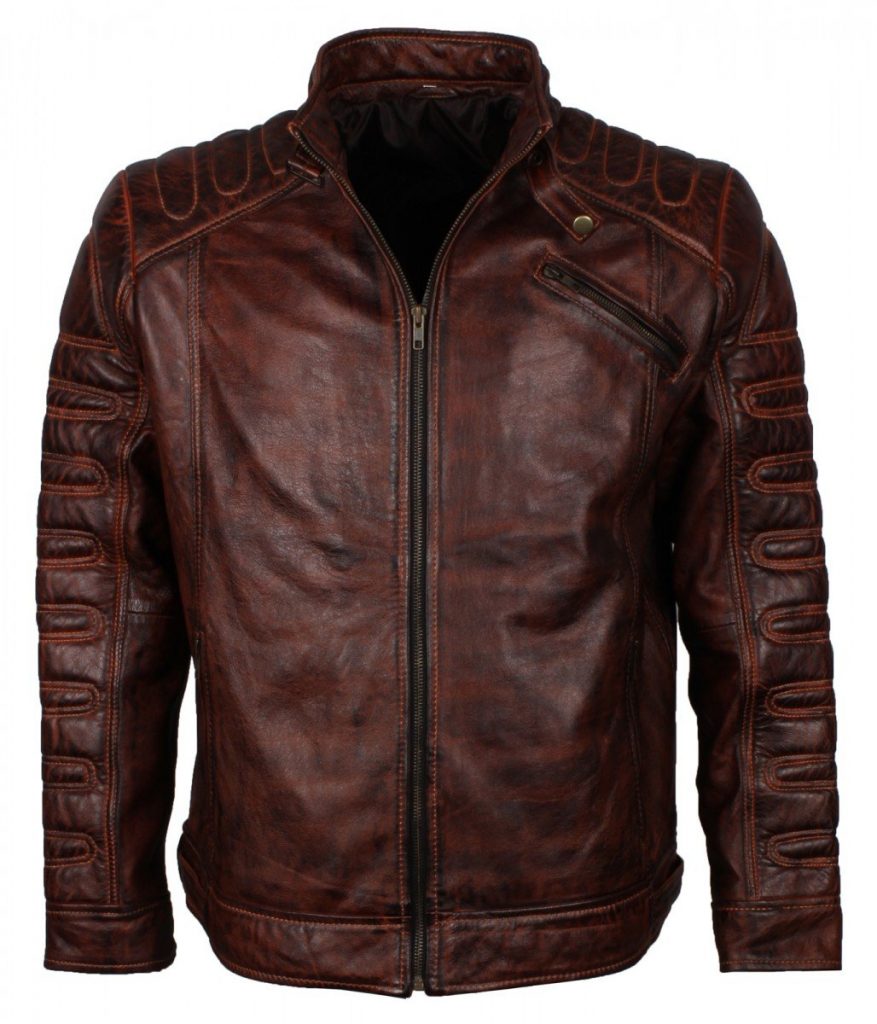 Brown Padded Leather Jacket | Men's Padded Fashion Leather Jacket