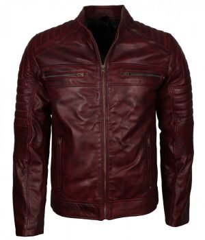 Maroon Biker Leather jacket