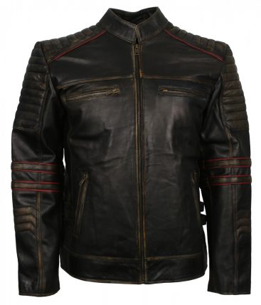 Vintage Retro Black Jacket | Men's Retro Distressed Leather Jacket