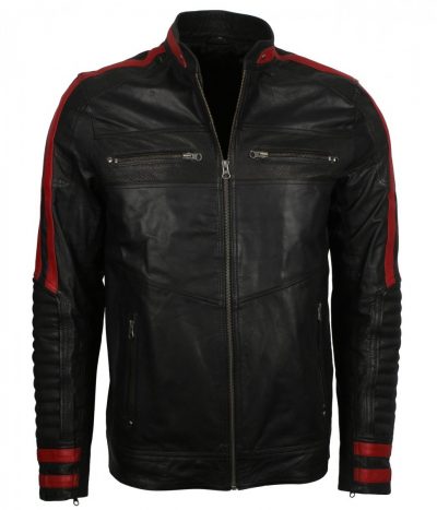 Cafe Racer Leather jacket | Red and Black Cafe Racer Leather jacket