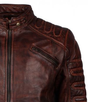 Brown Padded Leather Jacket