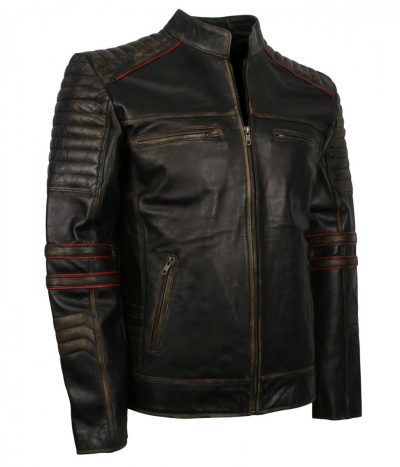 Vintage Retro Black Jacket | Men's Retro Distressed Leather Jacket