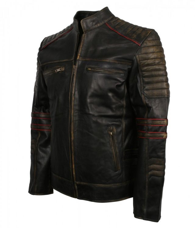 Vintage Retro Black Jacket | Men's Retro Distressed Leather Jacket