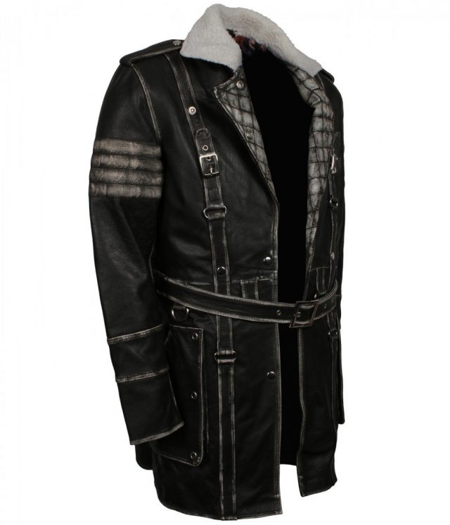 Fallout grey distressed coat | Men's Fallout Distressed Grey Leather Coat