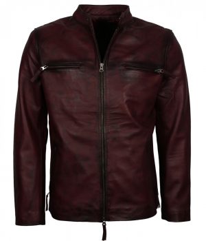 Retro Maroon Biker jacket