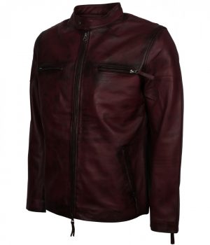 Retro Maroon Biker jacket