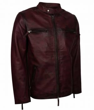 Retro Maroon Biker jacket