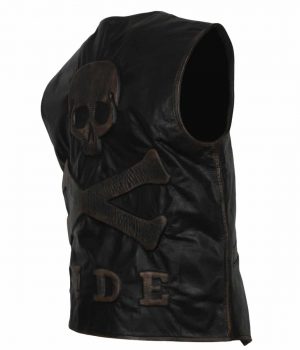 Skull Embossed Leather Vest