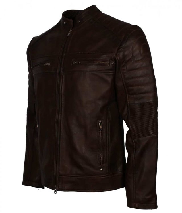 Vintage Cafe Racer Jacket | Brown Cafe Racer Biker Leather Jacket