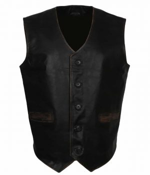 Skull Embossed Leather Vest