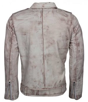 Iconic White Waxed Vintage Biker Jacket