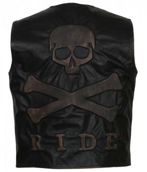 Skull Embossed Leather Vest