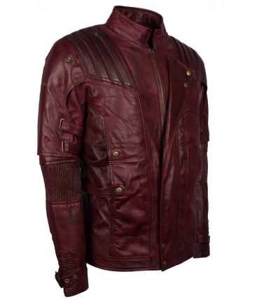 Maroon Lord Star Waxed Biker Leather Jacket - USA Leather Factory