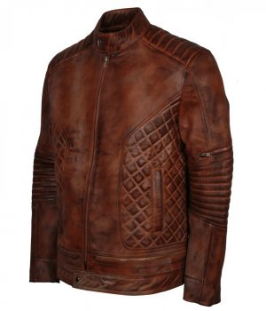 Brown Distressed Iconic Vintage Leather Jacket - Image 3