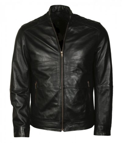 American Skull Man Black Leather Jacket | USA Leather Factory