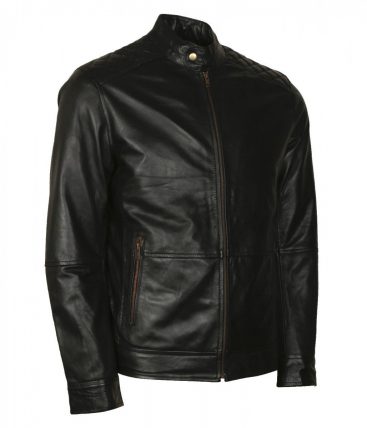 American Skull Man Black Leather Jacket | USA Leather Factory