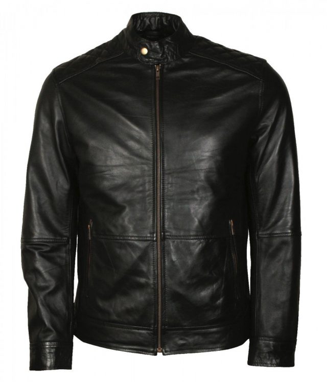 American Skull Man Black Leather Jacket | USA Leather Factory