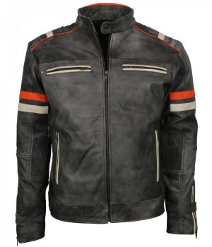 Retro Grey Man Tough Motorcycle Leather Jacket