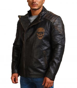 Ride Skull Motorcycle Cowhide Leather Jacket For Sale USA