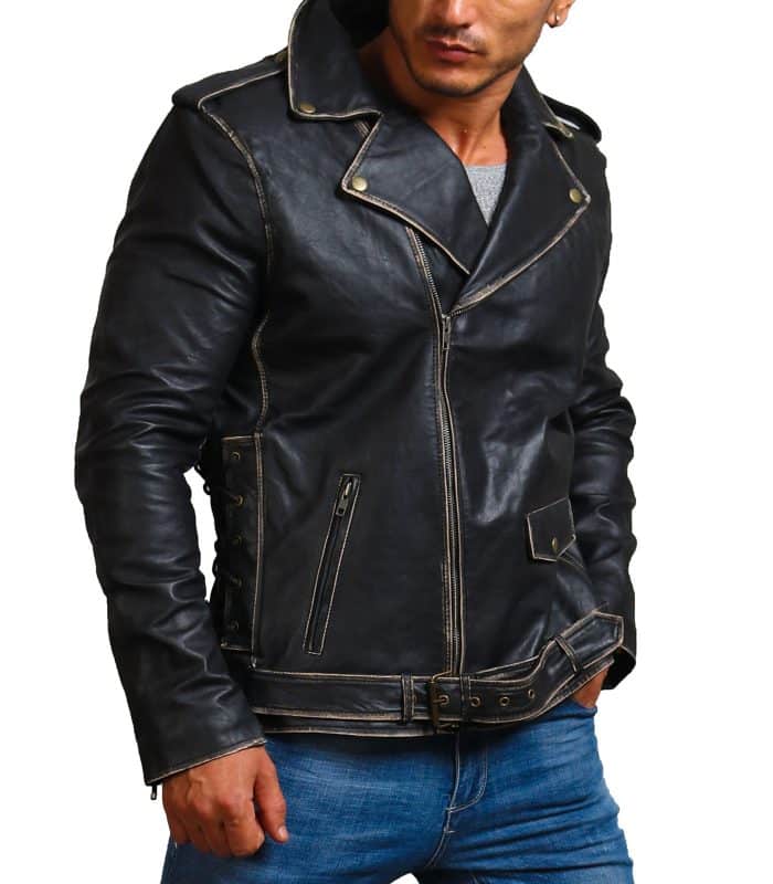 Sword Skull Black Brando Distressed Jacket Sale