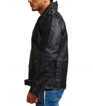 Sword Skull Black Brando Distressed Jacket Sale USA