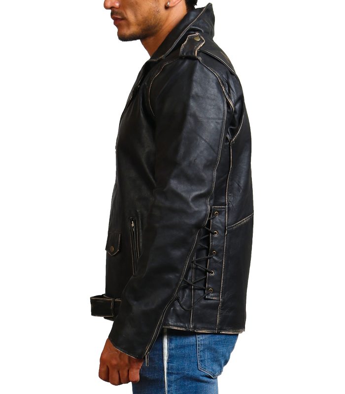 Sword Skull Black Brando Distressed Jacket Sale USA