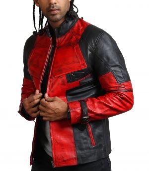 DP Men Red Blood Waxed Leather Jacket USA Leather