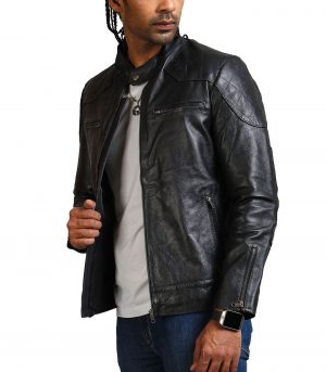 Black Boda Biker Leather Jacket for Mens - Boda Biker Jacket 2021