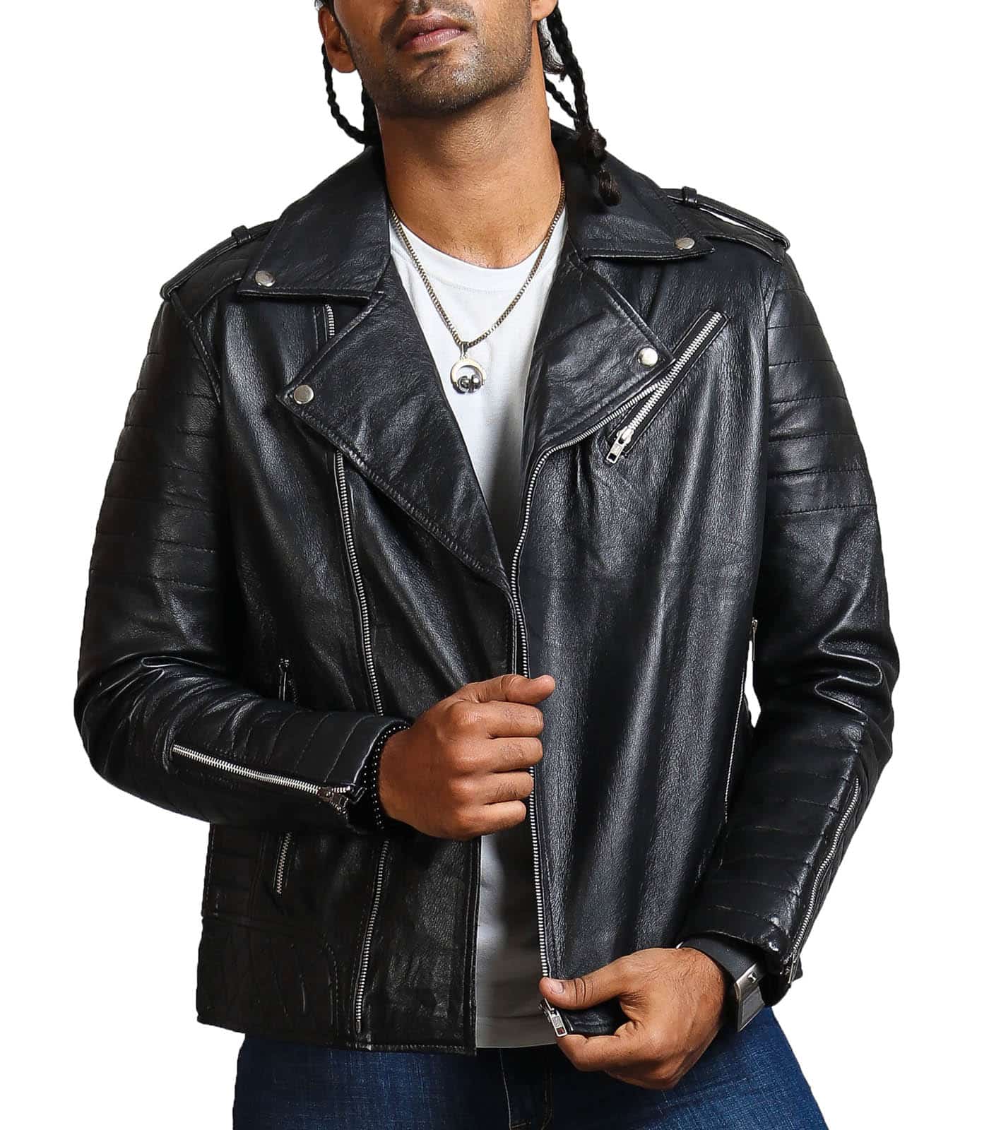 Black Boda Biker Leather Jacket for Mens - Boda Biker Jacket 2021