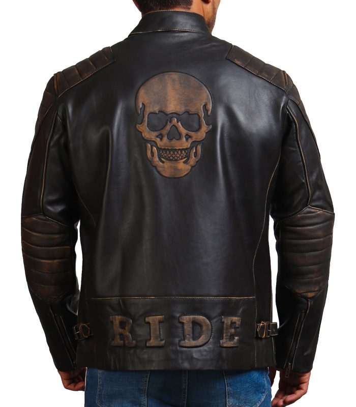 Buy Ride Skull Motorcycle Cowhide Leather Jacket | USA