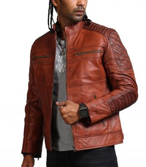 Scarecrow Men Brown Vintage Leather Jacket Sale