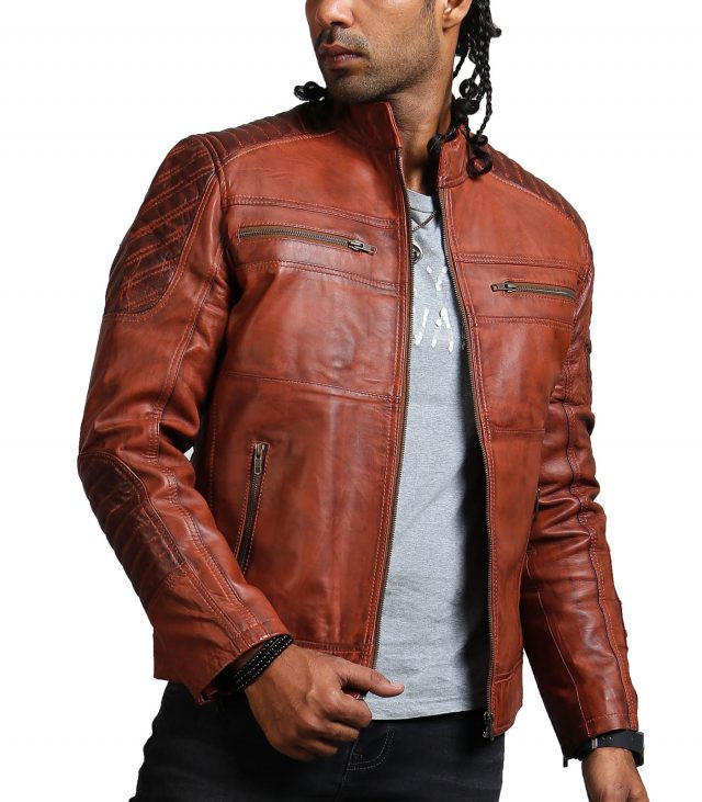 Scarecrow Brown Vintage Leather Jacket For Men 