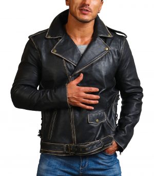 Sword Skull Black Brando Distressed Jacket