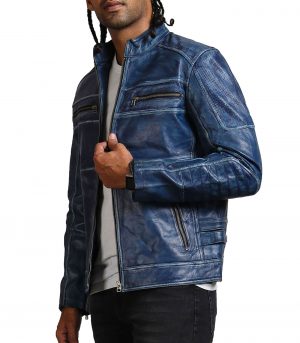 Blue Cafe Racer Jacket Sale