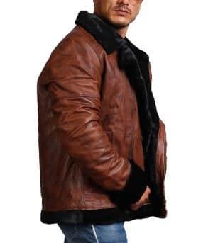 B3 Bomber Men Brown Vintage Fur Leather Jacket