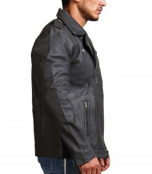 Men Grey Brando Cowhide Leather Jacket