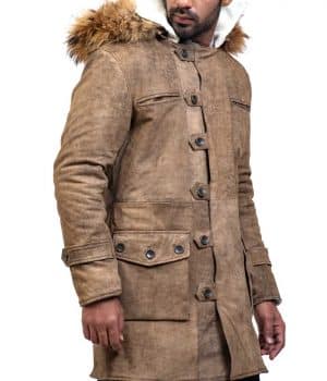 Mens Bane Leather Coat