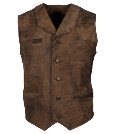 Men's Distressed Brown Biker Leather Vest - USA Leather Factory