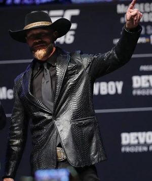 Donald-Cerrone-Python-Snake-Black-Leather-Jacket-Coat