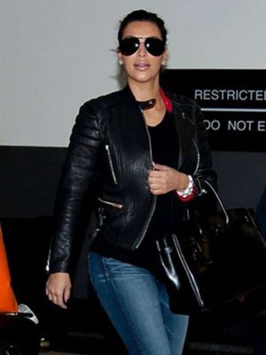 Kim Kardashian Black Leather Jacket - Image 3